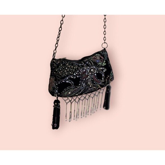 VTG Mary Frances Rhinestone Beaded EMBROIDERED Floral Evening Bag Clutch Purse - Picture 6 of 13